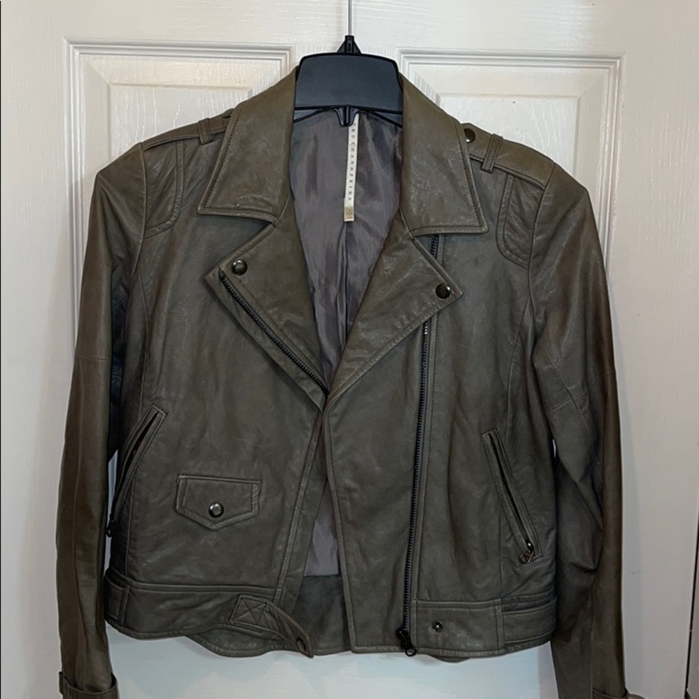 Truth and Pride Distressed Grey Leather Jacket